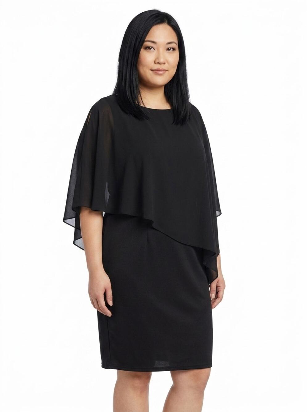 NWT Pinup Fashion Black Chiffon Asymmetrical Dress Women Size 16W